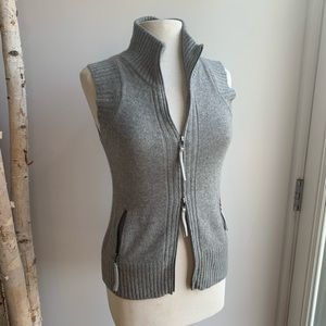 Cashmere Full Zip Grey Mock Neck Sweater Vest S